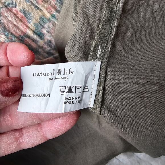 Natural Life Boho Floral Cotton Maxi Dress Women’s M Button Front Tiered Fall - Picture 9 of 9